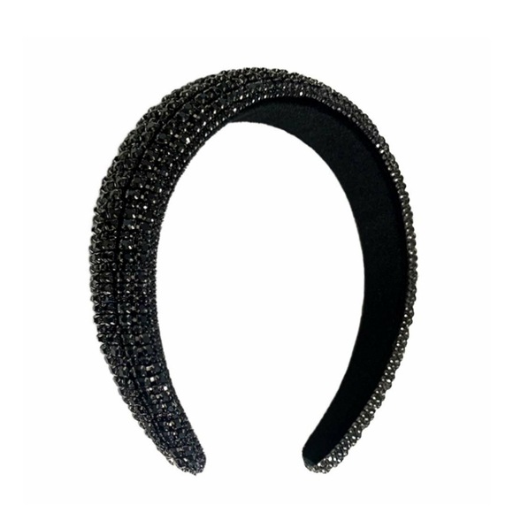 Black Natasha luxury headband Rhinestone wedding or bridal shower - Picture 9 of 10